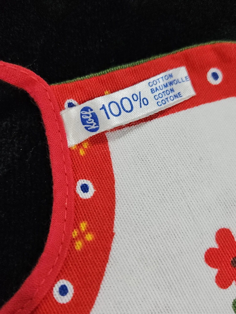 Vintage Baby Bib with Folk Art Print - Made in Austria